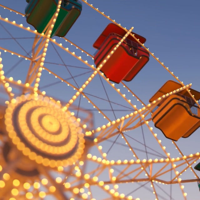 colorful ferris wheel with clear blue sky